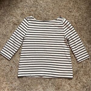 100% Cotton Loft Black + Off-White Striped Top